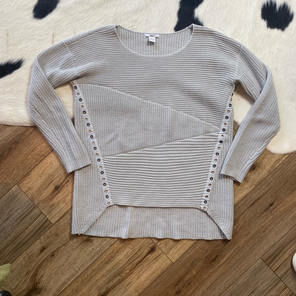 Bar lll gray High-Low Knit wool Sweater